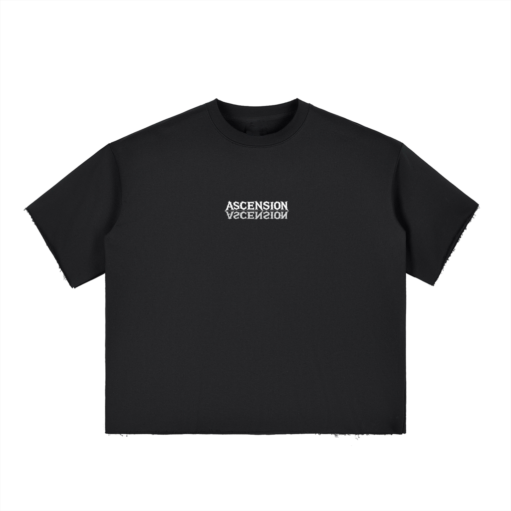 Boxy Half-Sleeve Raw-Edge T-Shirt