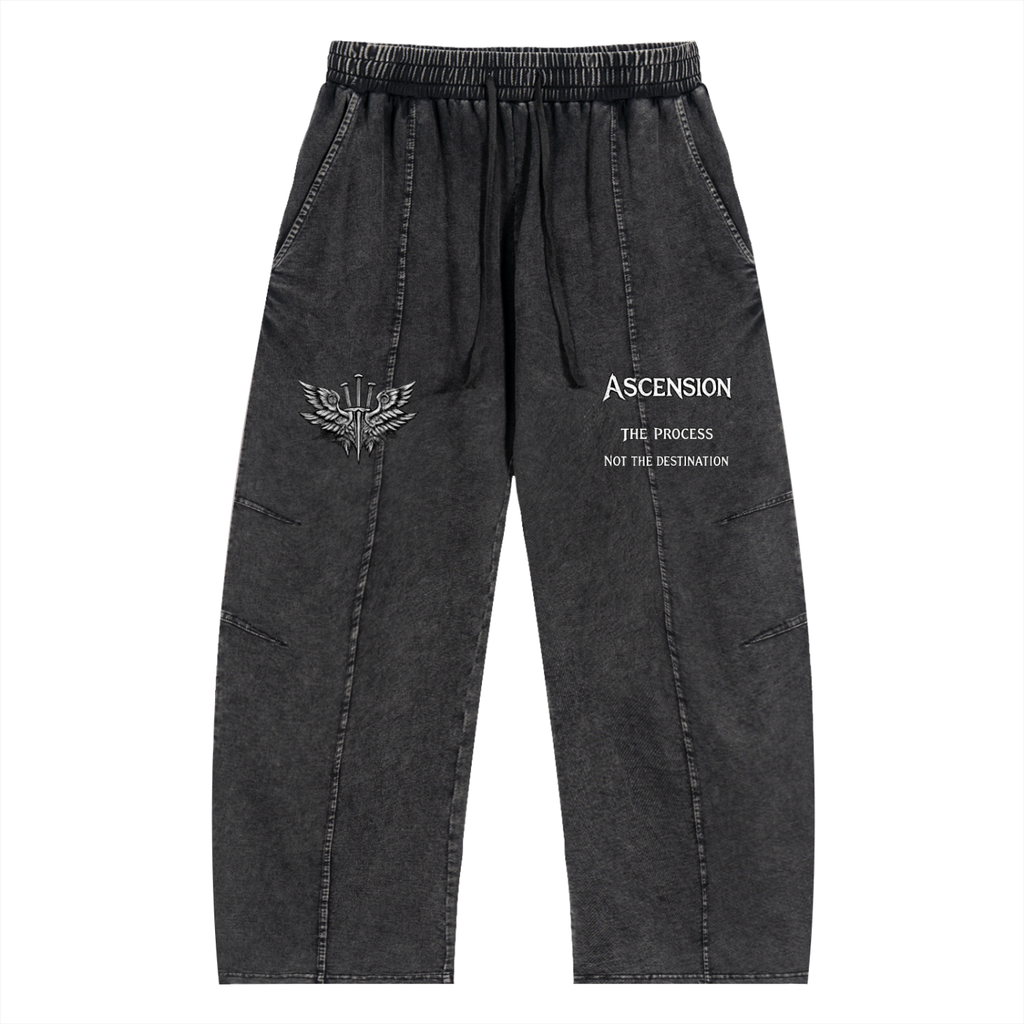 Snow Wash Drawstring Cotton Pants