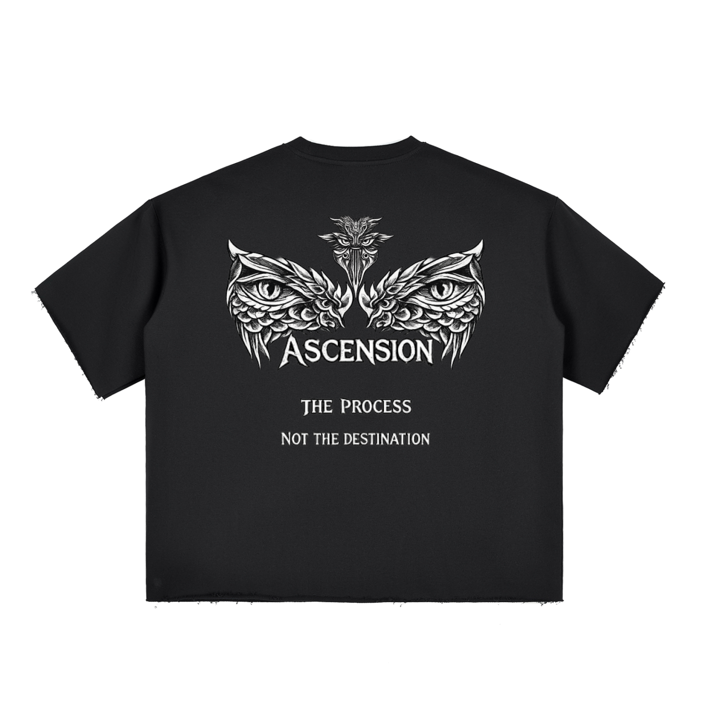 Boxy Half-Sleeve Raw-Edge T-Shirt