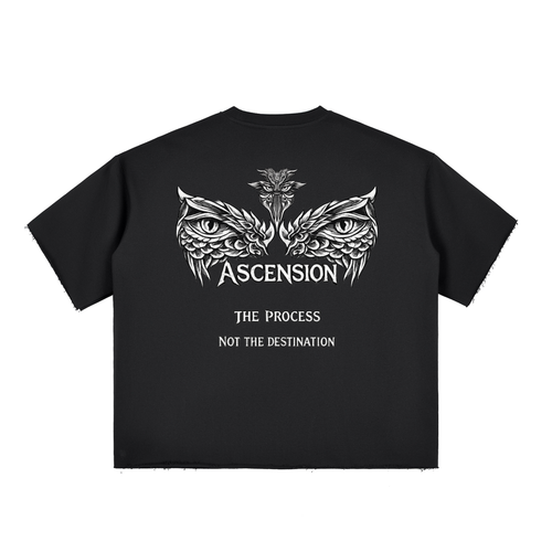 Boxy Half-Sleeve Raw-Edge T-Shirt