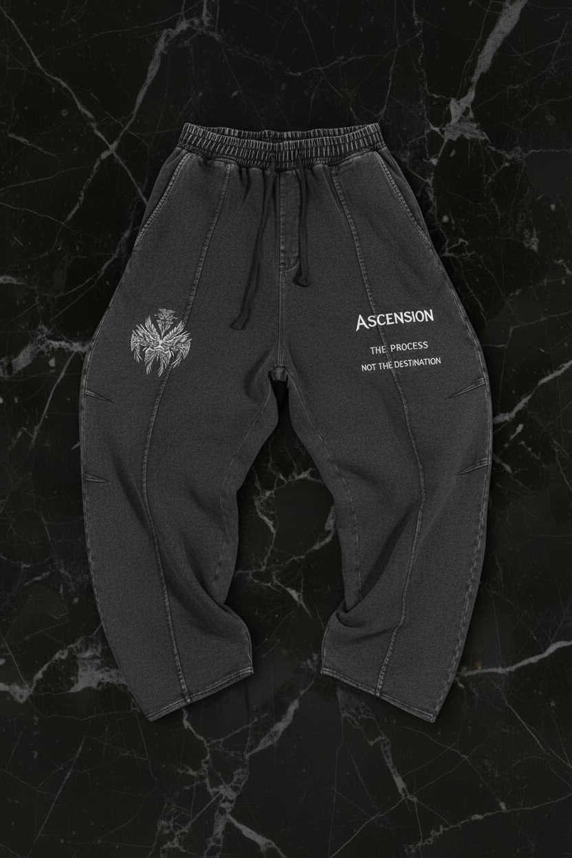 Snow Wash Drawstring Cotton Pants front ghost mannequin