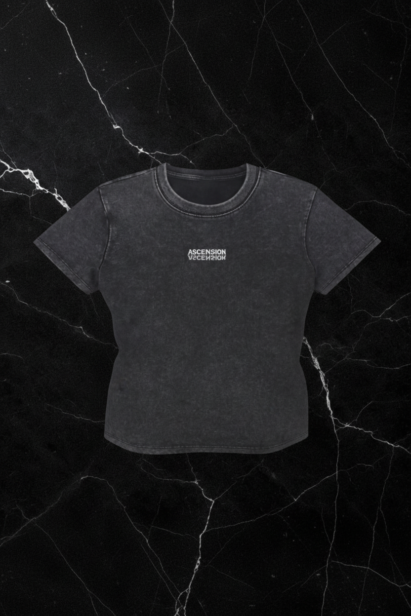 Ascension Drop Shoulder Crop Tee front ghost mannequin