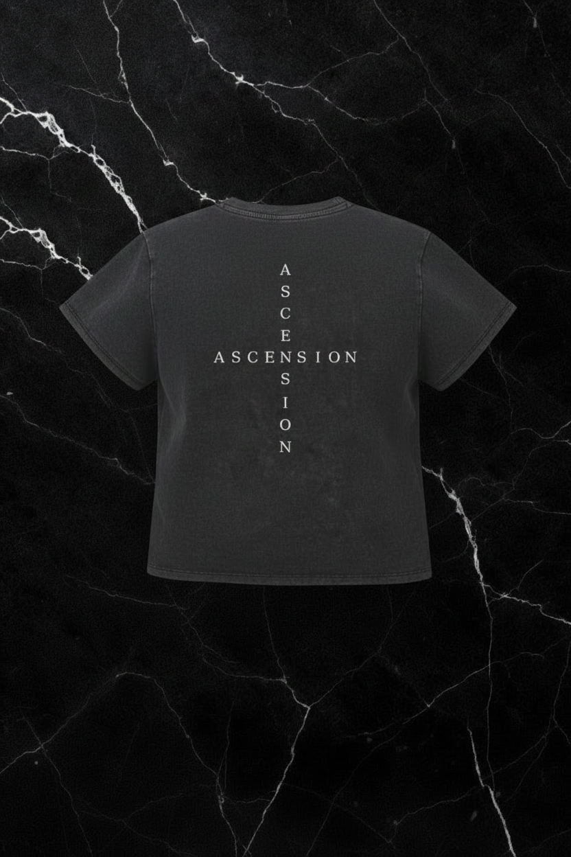 Ascension Drop Shoulder Crop Tee back ghost mannequin